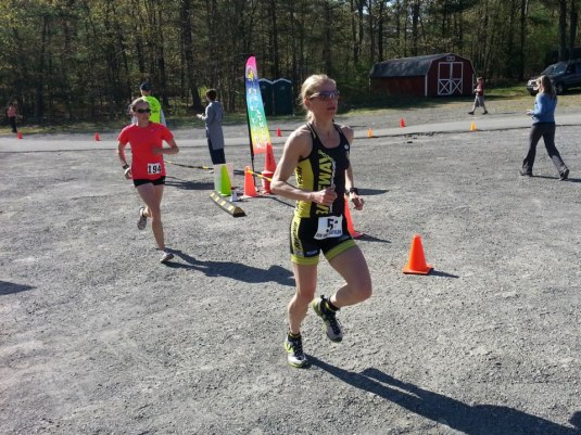 Meg (pink) looking strong