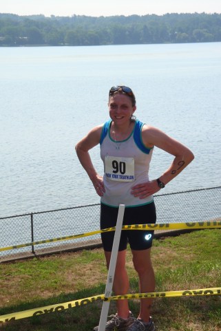 Finish of my first duathlon ever...Before I even knew they actually had triathlon shorts you could wear and not bike shorts...