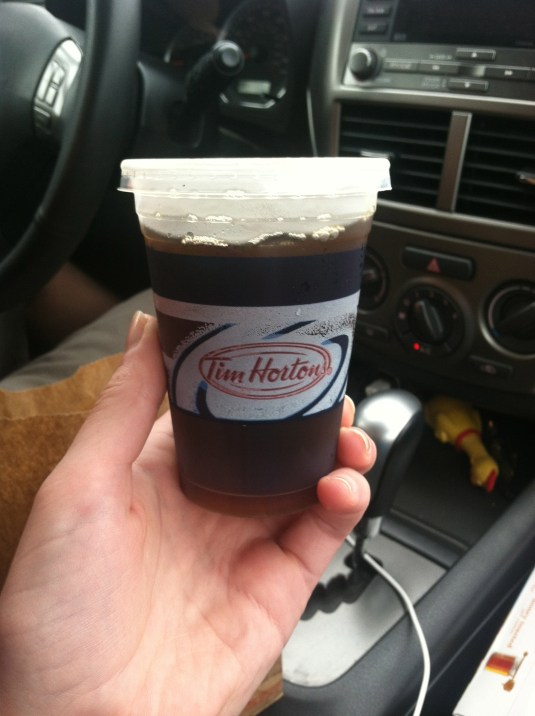 First Canadian Coffee...a Small, black, no sugar. I then realized we are no longer in the USA.