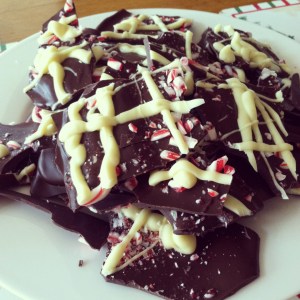 First attempt at homemade peppermint chocolate bark= a delicious success!