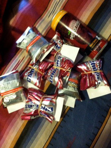 Kevin picked up a few extras while I went to the restroom. Haha